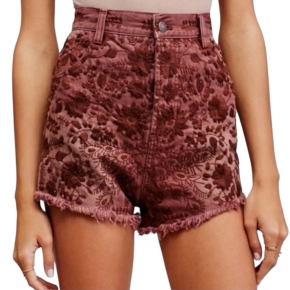 Free People Shorts Womens 25 Etienne Field High Waist Boho Embroidered Festival - Picture 3 of 13